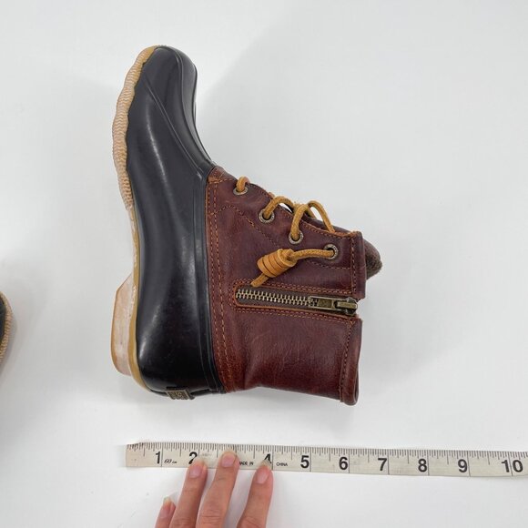 Sperry Saltwater Brown Leather Waterproof Rubber Rain Duck Boots Womens Size 5.5 - Picture 7 of 7